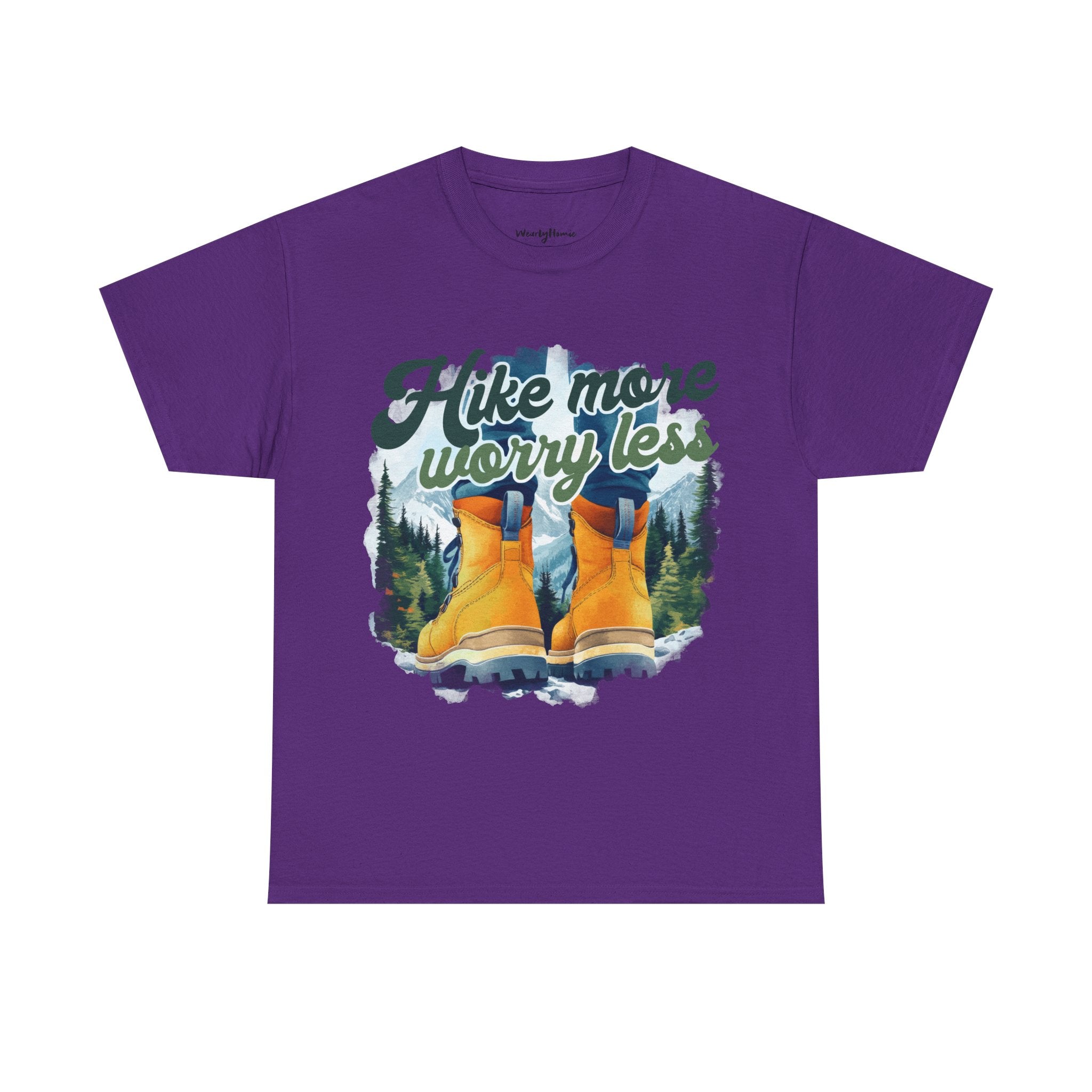 Hike more worry less Unisex Heavy Cotton Tee