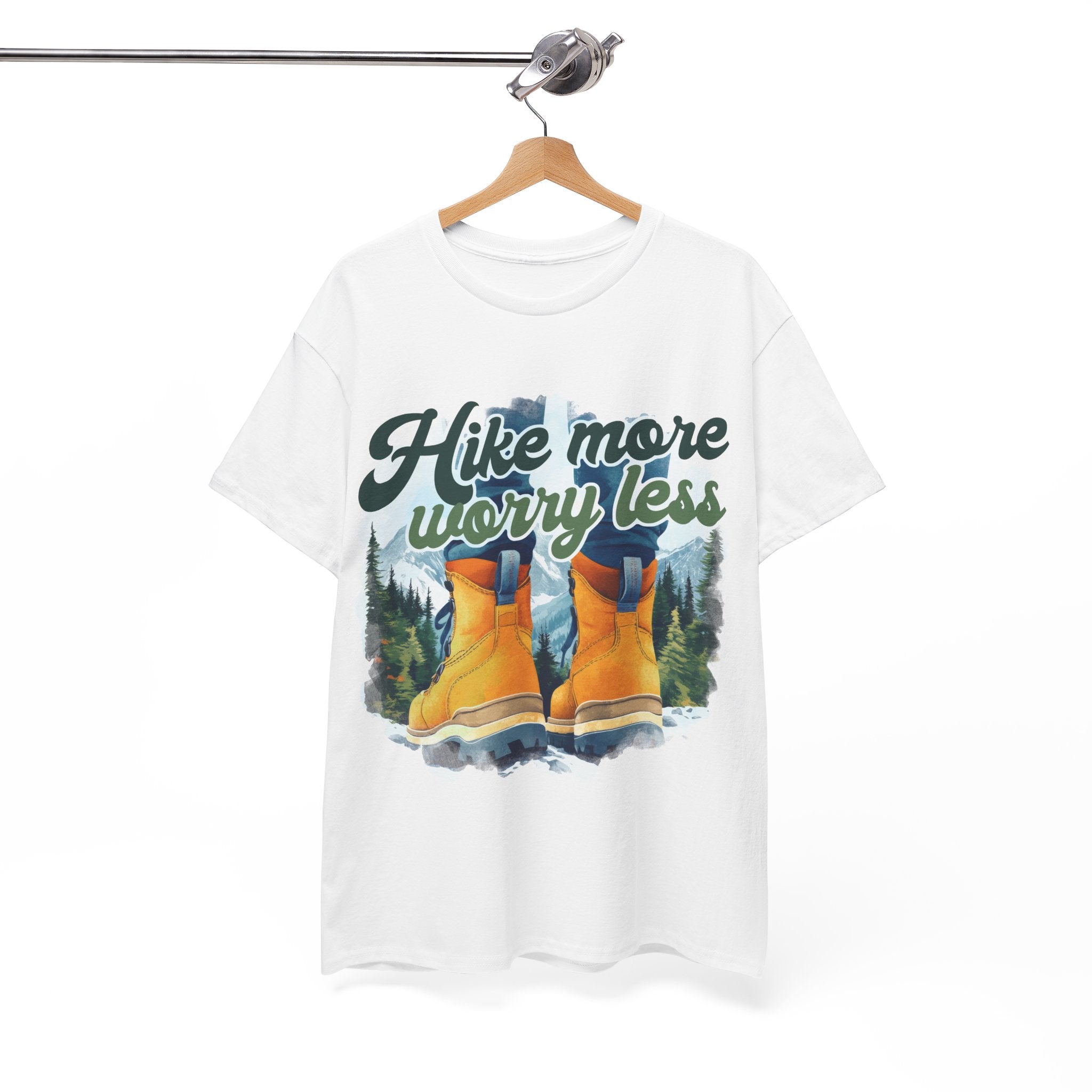 Hike more worry less Unisex Heavy Cotton Tee