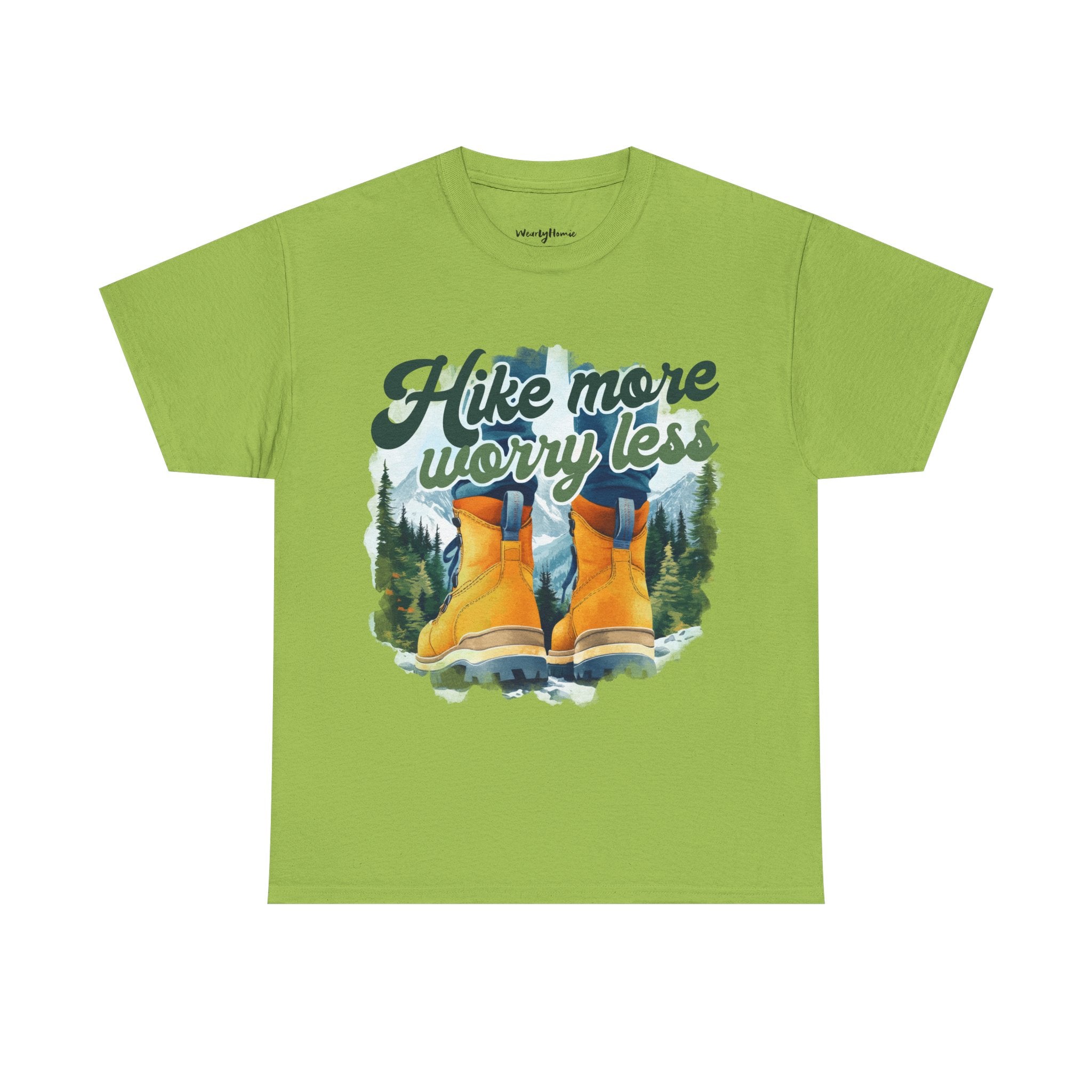 Hike more worry less Unisex Heavy Cotton Tee