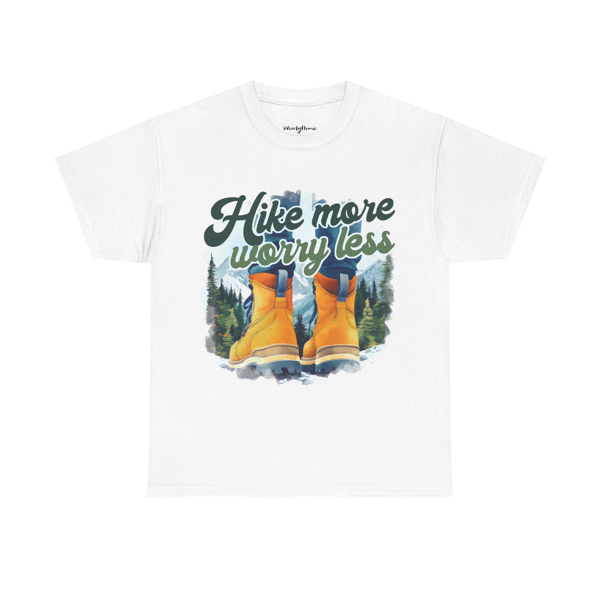 Hike more worry less Unisex Heavy Cotton Tee