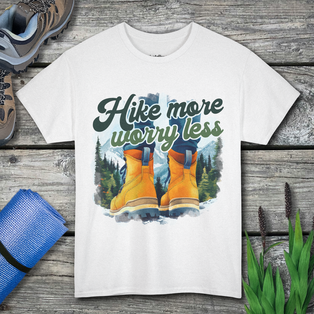 Hike more worry less Unisex Heavy Cotton Tee